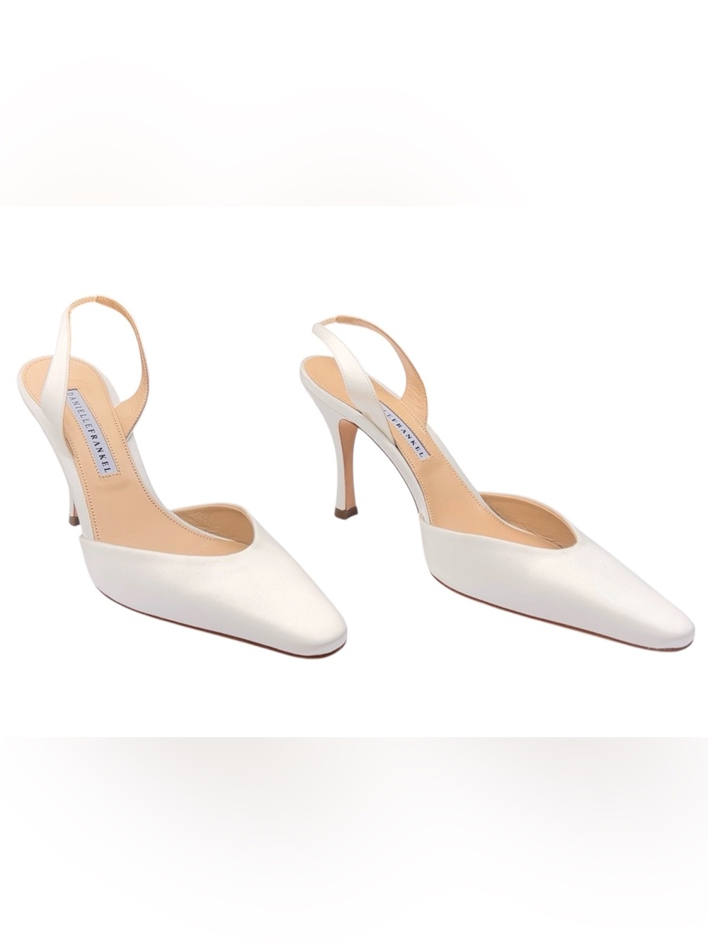 Danielle Frankel Hannah Slingback Ivory Satin Heel Size EU 39 US 9 Wedding